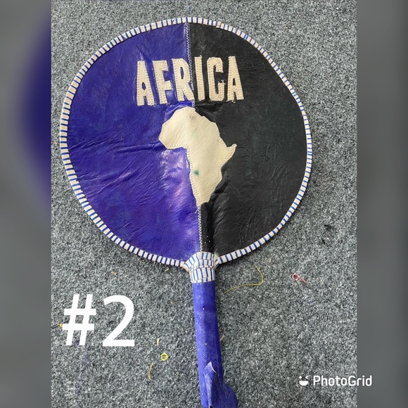 Real leather African hand fan - Picture 4 of 7